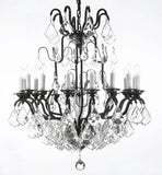 Swarovski Crystal Trimmed Chandelier Wrought Iron Crystal Chandelier H33" X W27" - A83-3003/16Sw