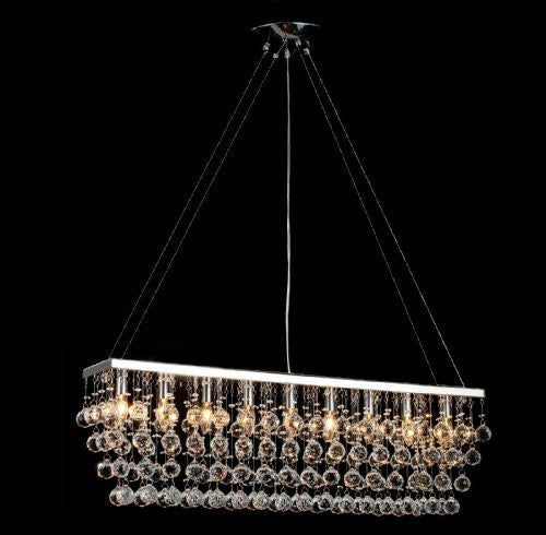 Chandelier Light W/ Crystal Modern Contemporary "Rain Drop" Chandeliers Linear Pendant - F7-926/9