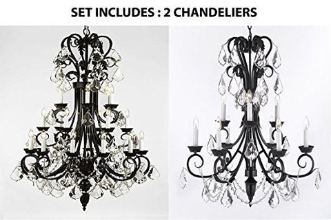 Set Of 2 - 1-Wrought Iron Chandelier 50" Inches Tall With Crystal H50" X W30" And 1-Wrought Iron Empress Crystal (Tm) Chandelier 30" Inches Tall With Crystal H 30" X W 26" - 1Ea-B12//724/24+1Ea-B12/724/6+3