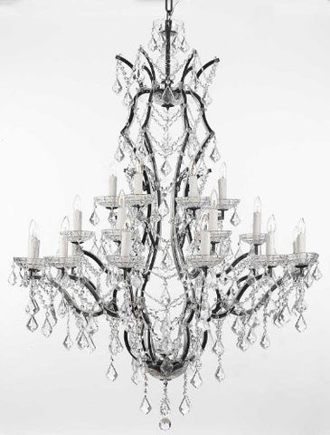 Nineteenth C. Baroque Iron & Crystal Chandelier Lighting H 52" X W 41" - A83-996/25