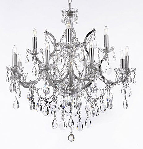 Maria Theresa Chandelier Lighting Crystal Chandeliers H30 "X W28" Chrome Finish - J10-Chrome/26049/12+1