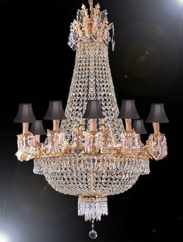 Swarovski Crystal Trimmed Chandelier Empire Chandelier Lighting H 40" W 30" With Black Shades - A93-Sc/Blackshade/1280/10+5Sw