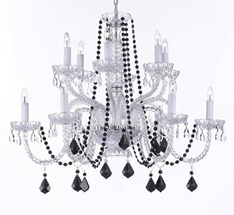 Empress Crystal (Tm) Chandelier Lighting With Black Color Crystal - F46-B2/385/6+6-Black Crystals