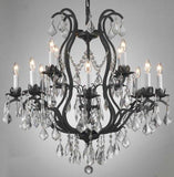 Set of 2-1 Wrought Iron Crystal Chandelier Lighting Chandeliers H30 x W28 and 1 Wrought Iron Cyrstal Chandelier Lighting H 19" W 20" - Great for Bedroom, Kitchen, Dining Room, Living Room, and More! - A500-1EA 3034/8+4 + 1EA 3530/6