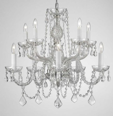 Swarovski Crystal Trimmed Chandelier Chandelier Lighting Dressed With Swarovski Crystal H 25" W 24" - G46-Cs/1122/5+5Sw