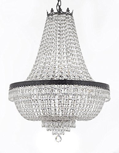 Swarovski Crystal Trimmed French Empire Chandelier H30" X W24" With Dark Antique Finish Good For Dining Room Foyer Entryway Family Room And More - F93-Cb/870/9Sw