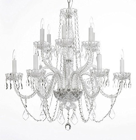 Swarovski Crystal Trimmed Chandelier Chandelier Lighting Crystal Chandeliers H27" X W32" - Go-A46-385/6+6B Sw