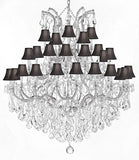 Swarovski Crystal Trimmed Chandelier Large Foyer / Entryway Maria Theresa Crystal Chandelier Lighting W/Black Shade H 60" W 52" - Gb104-Silver/Blackshade/B12/2756/36+1Sw