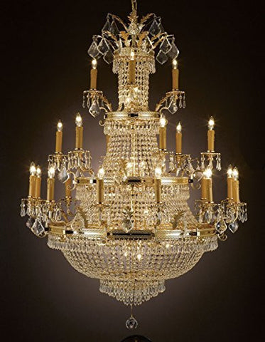 Swarovski Crystal Trimmed Chandelier French Empire Crystal Chandelier Lighting Gold H50" X W40" - Perfect For An Entryway Or Foyer - A81-1287/12+6+3 Sw