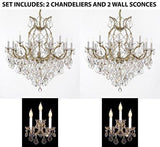 Set Of 4 - 2 Maria Theresa Chandelier Crystal Lighting H38" X W37" And 2 Wall Sconce Crystal Lighting H14" x W11.5" Trimmed With Spectra (Tm) Crystal - Reliable Crystal Quality By Swarovski - 2Ea 1/21510/15+1 + 2Ea CG/2813/3Sw A500-