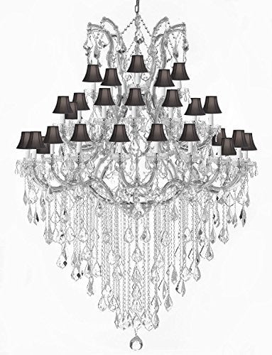 Large Foyer / Entryway Maria Theresa Empress Crystal (Tm) Chandelier Lighting W/Black Shade H 72" W 52" - Gb104-Silver/Blackshade/B13/2756/36+1