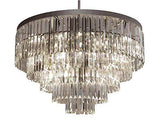 Set of 2-1 Palladium Empress Crystal (tm) Glass Fringe Chandelier Chandeliers Lighting and 1 Palladium Crystal Glass Fringe 3-Tier Chandelier Chandeliers Lighting H 26" W 31.5" - 1EA G7-1157/17 + 1EA G7-1100