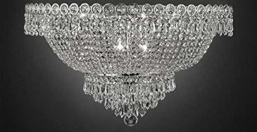 French Empire Empress Crystal(Tm) Flush Basket Chandelier Lighting H 12" W 20" - Cjd-Flush/Cs/2176/20