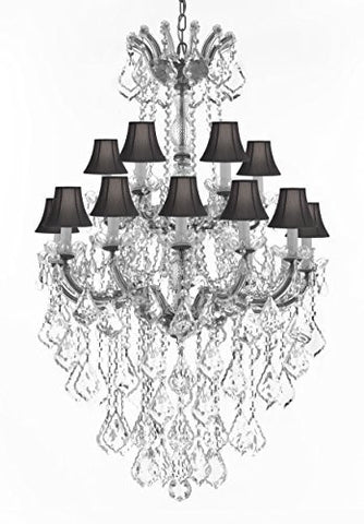 Swarovski Crystal Trimmed Chandelier Maria Theresa Crystal Chandelier Chandeliers Lighting With Black Shades H 50" X W 30" - Great For Dining Room Entryway Or Living Room - A83-B13/Cs/Blackshades/152/18Sw