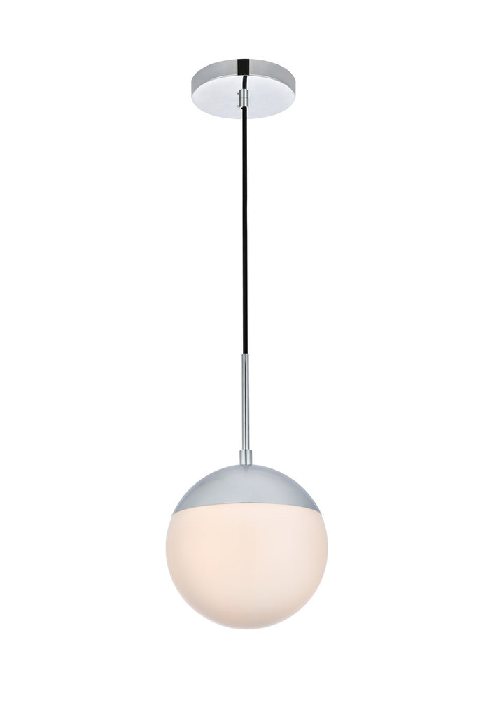 ZC121-LD6028C - Living District: Eclipse 1 Light Chrome Pendant With Frosted White Glass