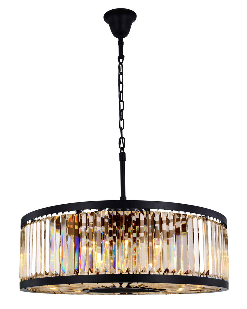 ZC121-1233D35MB-GT/RC - Urban Classic: Chelsea 10 light Matte Black Chandelier Golden Teak (Smoky) Royal Cut Crystal