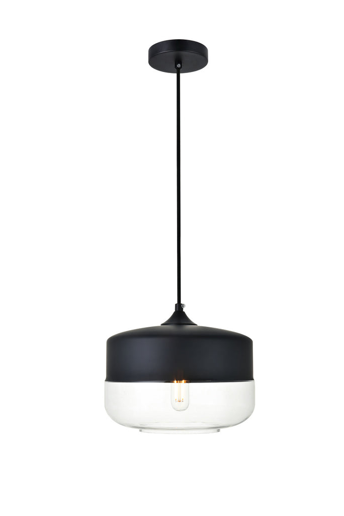 ZC121-LD2243BK - Living District: Ashwell 1 Light Black Pendant With Clear Glass