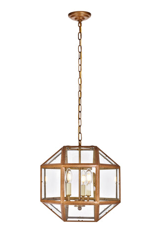 ZC121-LD6001D14G - Living District: Caro Collection Pendant D14 H15 Lt:3 Vintage Gold Finish