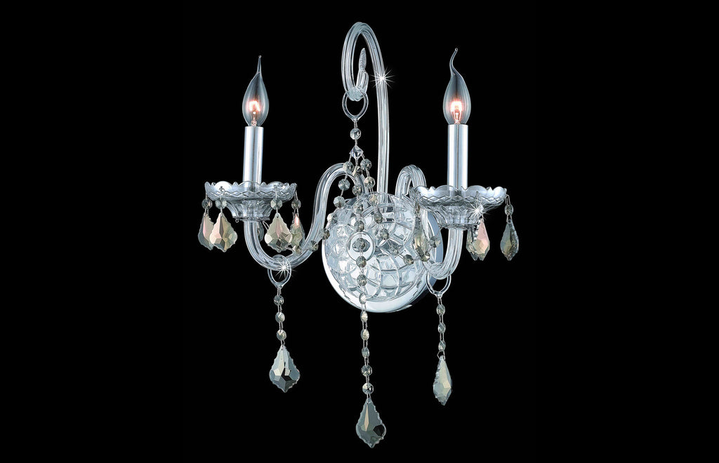 C121-7852W2C-GT/RC - Regency Lighting: Verona 2 light Chrome Wall Sconce Golden Teak (Smoky) Royal Cut Crystal