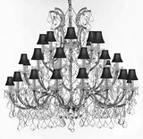 Swarovski Chandelier Crystal Chandeliers Lighting 52X46 With Black Shades - Reliable Crystal Quality By Swarovski - Gb104-Sc/Blackshade/Silver/756/36+1Sw