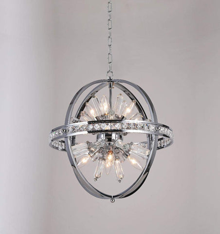 Spherical Orb Chandelier Chandeliers Lighting Chrome Color H 18" W 18" - Great for the Kitchen, Dining Room, Living Room, Bedroom, Family Room and more - G7-2155/8