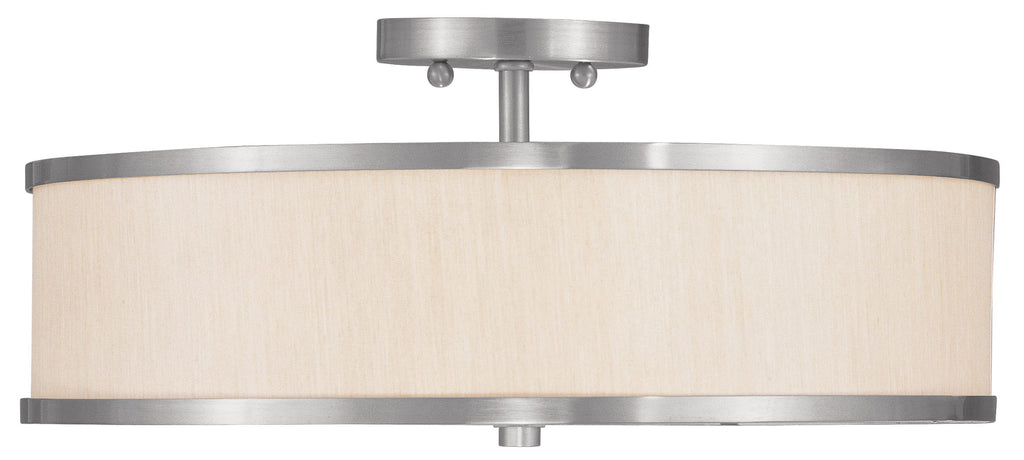 Livex Park Ridge 3 Light Brushed Nickel Ceiling Mount - C185-6350-91