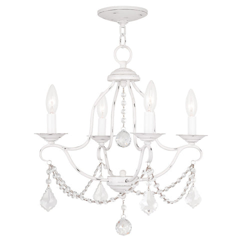 Livex Chesterfield 4 Light Antique White Mini Chandelier - C185-6424-60