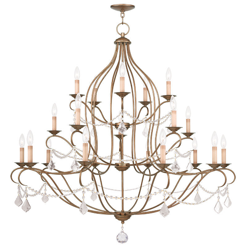 Livex Chesterfield 12 Light Antique Gold Leaf Chandelier - C185-6439-48