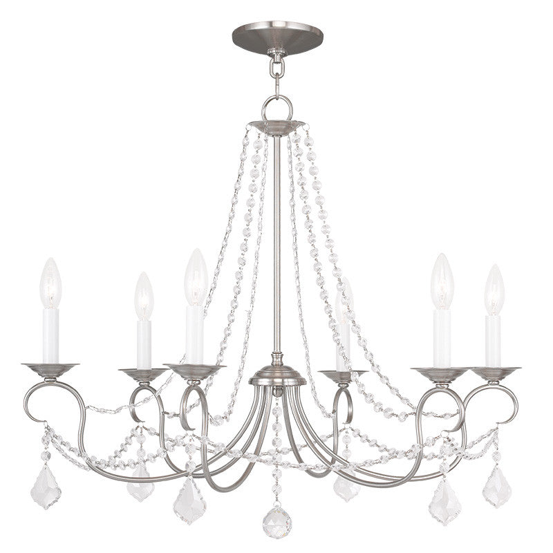 Livex Pennington 6 Light Brushed Nickel Chandelier - C185-6516-91