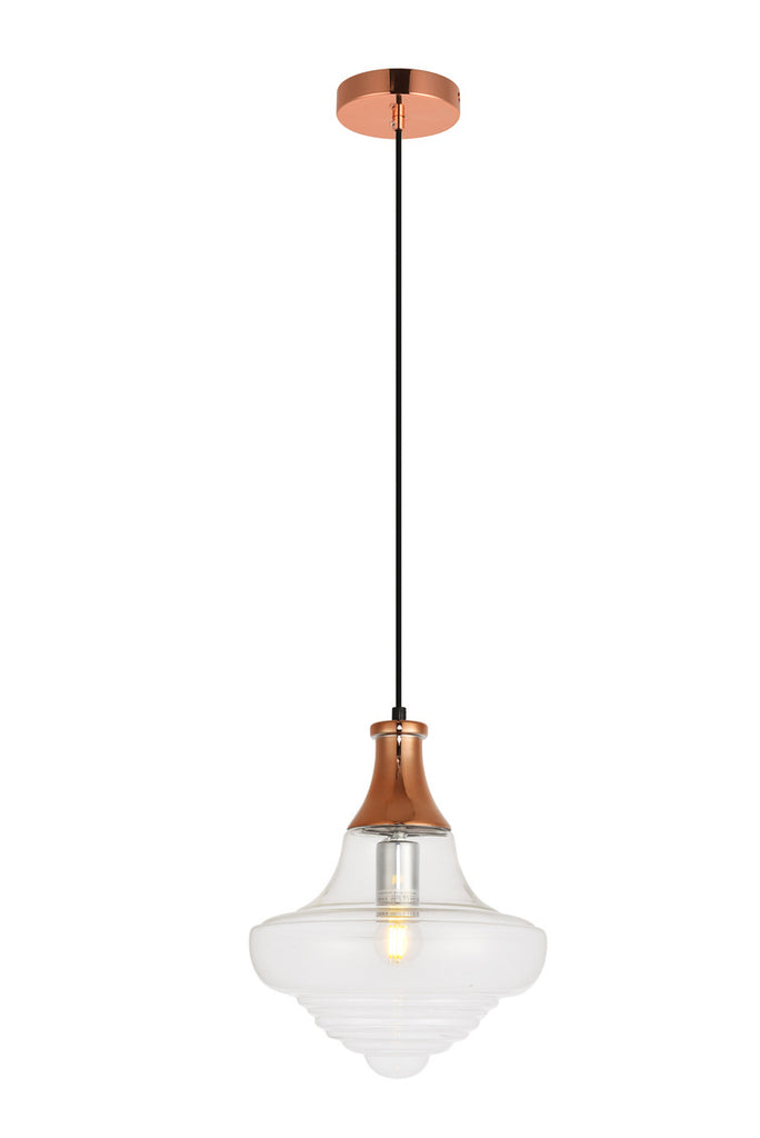 ZC121-LDPD2099 - Living District: Topper Collection Pendant D10.6 H12.9 Lt:1 Copper and clear Finish