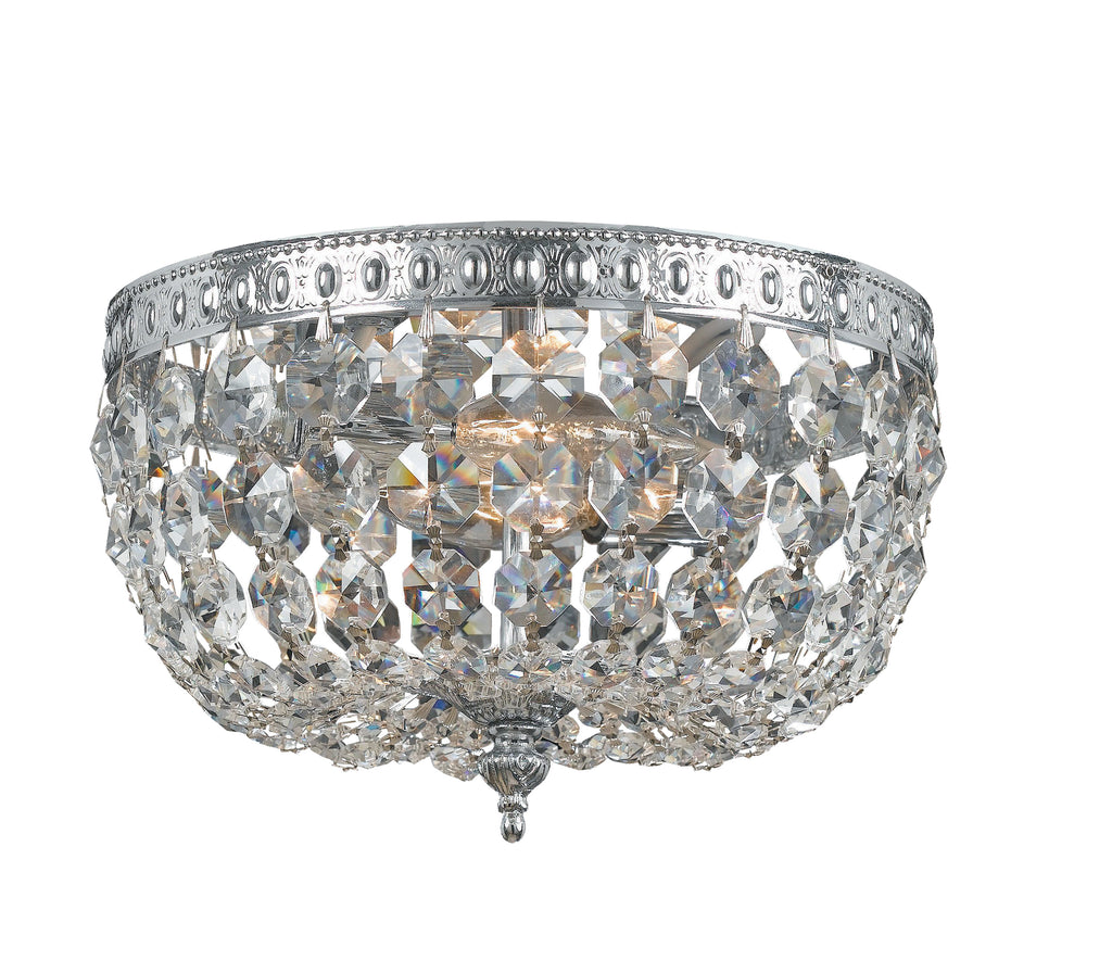 2 Light Polished Chrome Traditional Ceiling Mount Draped In Clear Hand Cut Crystal - C193-708-CH-CL-MWP