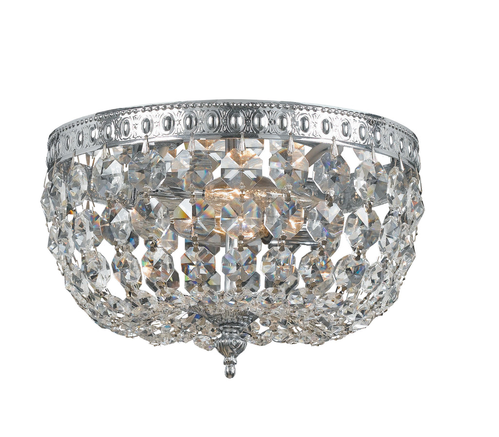 2 Light Chrome Traditional Ceiling Mount Draped In Clear Hand Cut Crystal - C193-710-CH-CL-MWP