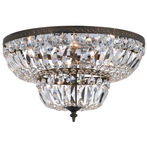 4 Light English Bronze Traditional Ceiling Mount Draped In Clear Spectra Crystal - C193-718-EB-CL-SAQ