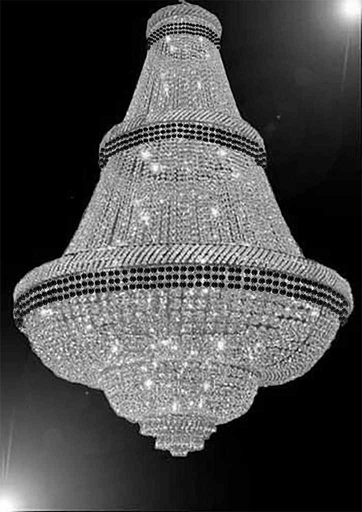 French Empire Crystal Chandelier Chandeliers Lighting Trimmed with Jet Black Crystal! Good for Dining Room, Foyer, Entryway, Family Room and More! H72" X W50" - G93-B79/CS/448/48