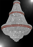 French Empire Crystal Chandelier Chandeliers Moroccan Style Lighting Trimmed with Ruby Red Crystal! Good for Dining Room, Foyer, Entryway, Family Room and More! H72" x W50" - G93-B74/CS/448/48