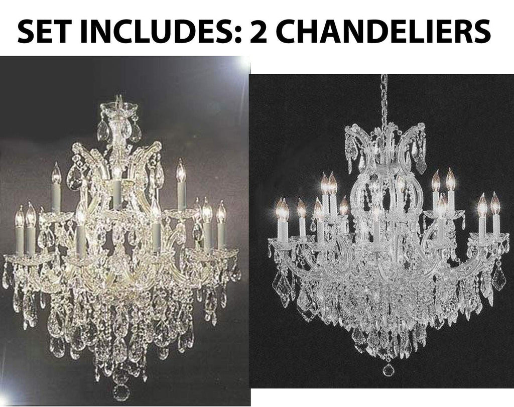 Set of 2-1 Chandelier Crystal Lighting Chandeliers - Great for The Dining Room, Foyer, Living Room! H30 X W28 and 1 Chandelier Crystal Lighting Empress Crystal (TM) H38" W37" - CS/21532/12+1 + CS/1/21510/15+1