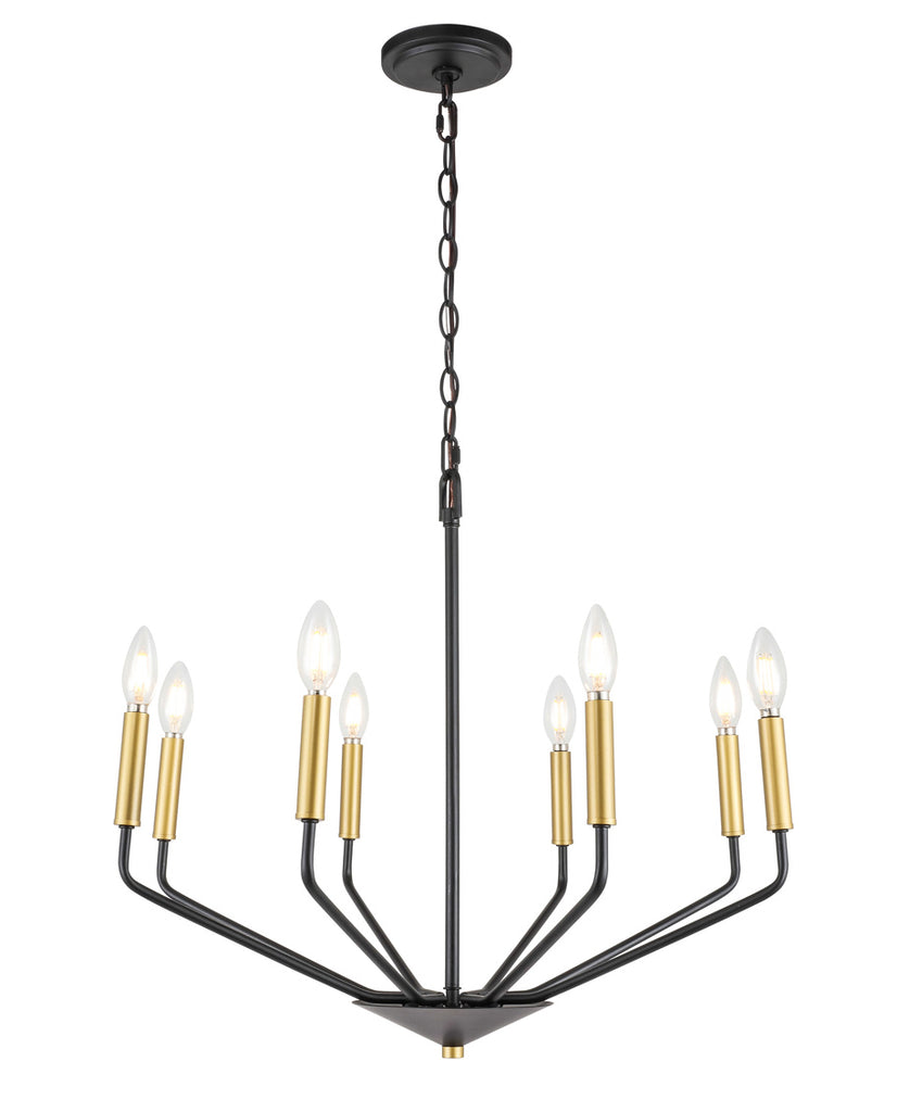 ZC121-LD8029D25BK - Living District: Enzo 8 light Black and Brass pendant