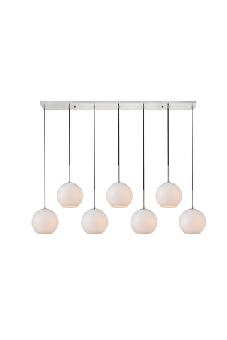 ZC121-LD2231C - Living District: Baxter 7 Lights Chrome Pendant With Frosted White Glass