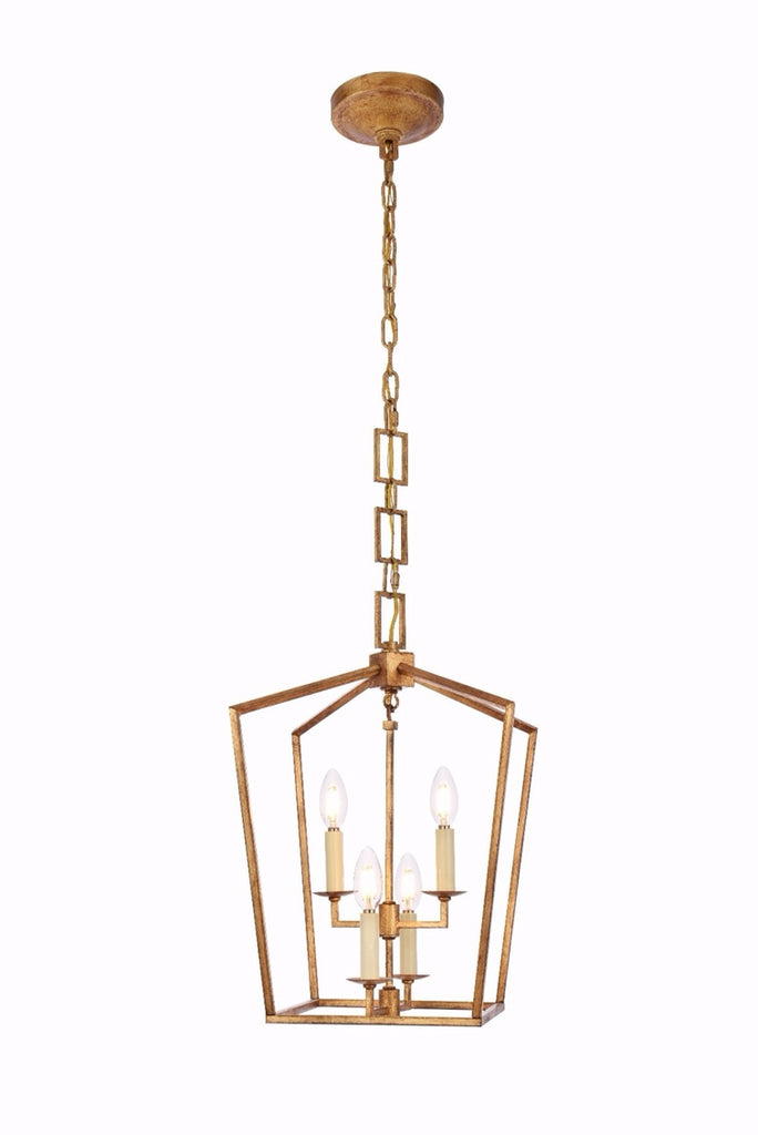 ZC121-1512D12GI - Urban Classic: Denmark 4 light Golden Iron Pendant