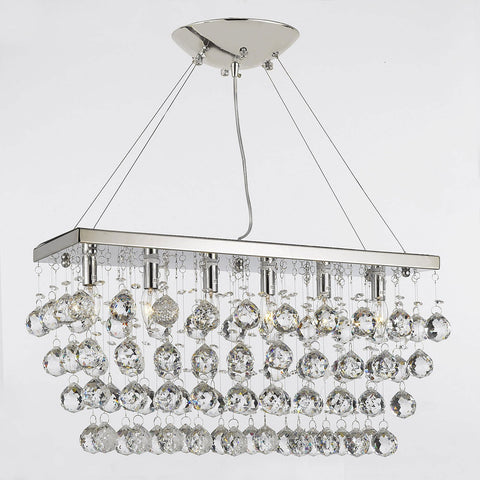 Chandelier Light w/ Crystal Modern Contemporary "Rain Drop" Chandeliers Linear Pendant - F7-926/6