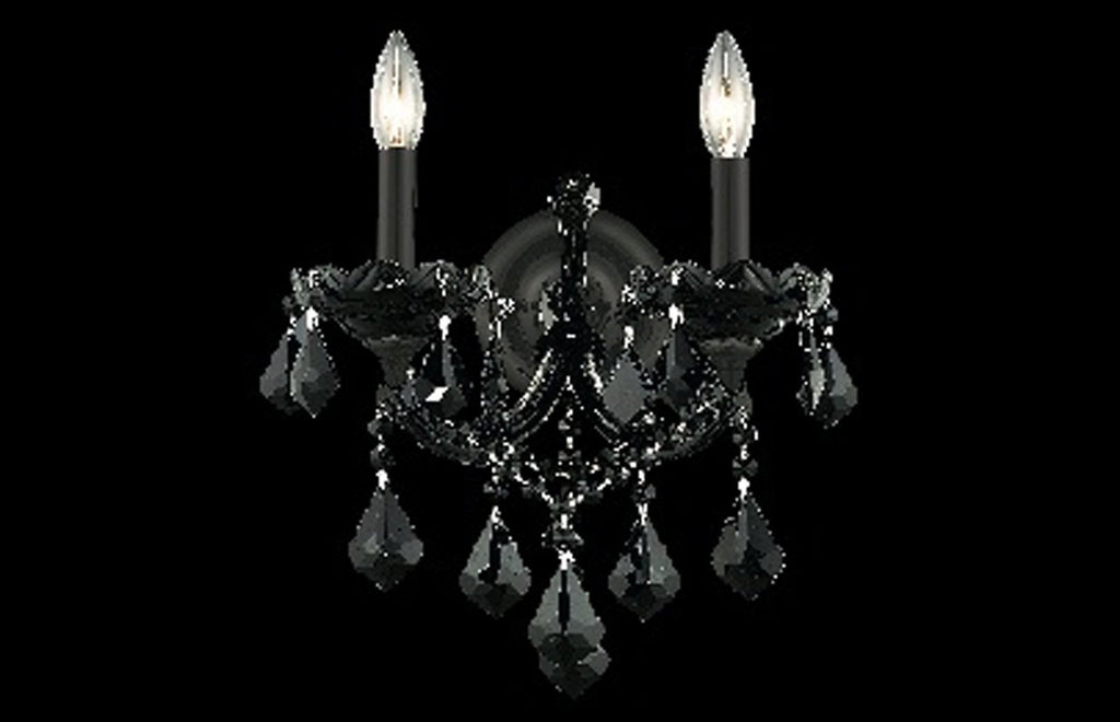 ZC121-2800W2B-JT/RC - Regency Lighting: Maria Theresa 2 light Black Wall Sconce Jet (Black) Royal Cut Crystal