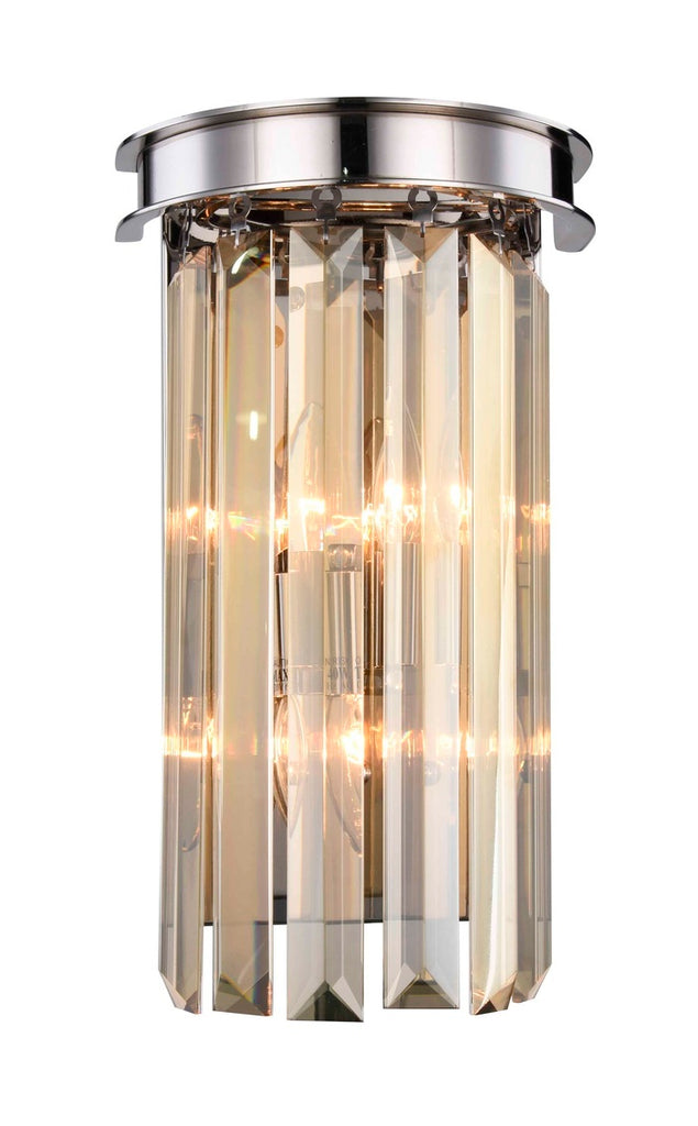 ZC121-1238W8PN-GT/RC - Urban Classic: Sydney 2 light Polished nickel Wall Sconce Golden Teak (Smoky) Royal Cut Crystal