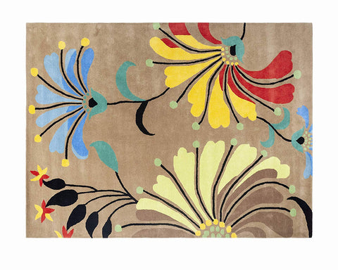 Metro Flower Hand-Tufted Beige Area Rug Wool Rug 8 x 10 - J10-IN-205-8X10