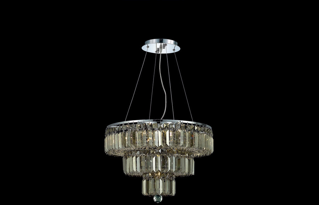 C121-2036D20C-GT/RC - Regency Lighting: Maxime 9 light Chrome Chandelier Golden Teak (Smoky) Royal Cut Crystal