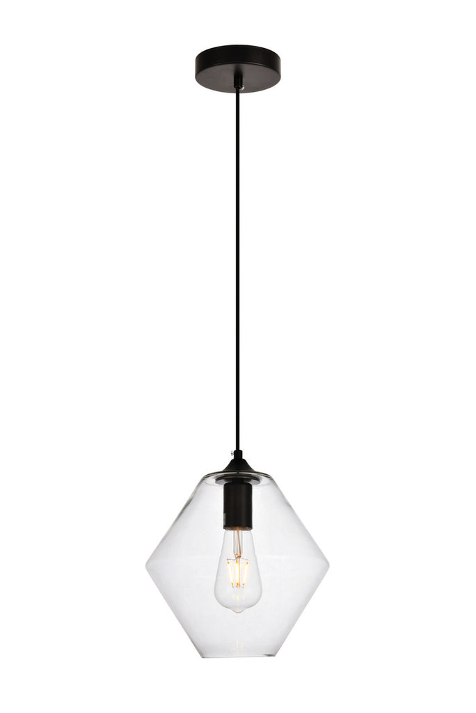 ZC121-LDPD2115 - Living District: Placido Collection Pendant D9.4 H10.8 Lt:1 Black and Clear Finish