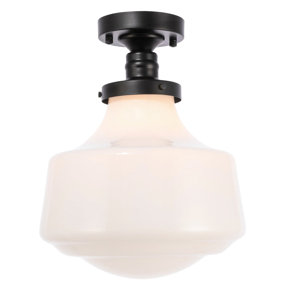 ZC121-LD6243BK - Living District: Lyle 1 light Black and frosted white glass Flush mount