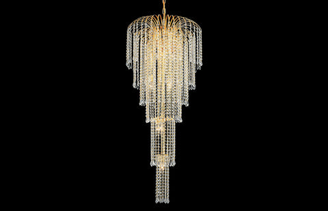 C121-6801G21G/RC - Regency Lighting: Falls 9 light Gold Chandelier Clear Royal Cut Crystal