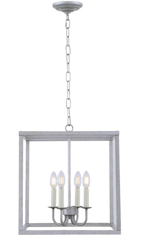 ZC121-LD6105D16S - Living District: Eclipse 4 light Vintage Sliver pendant