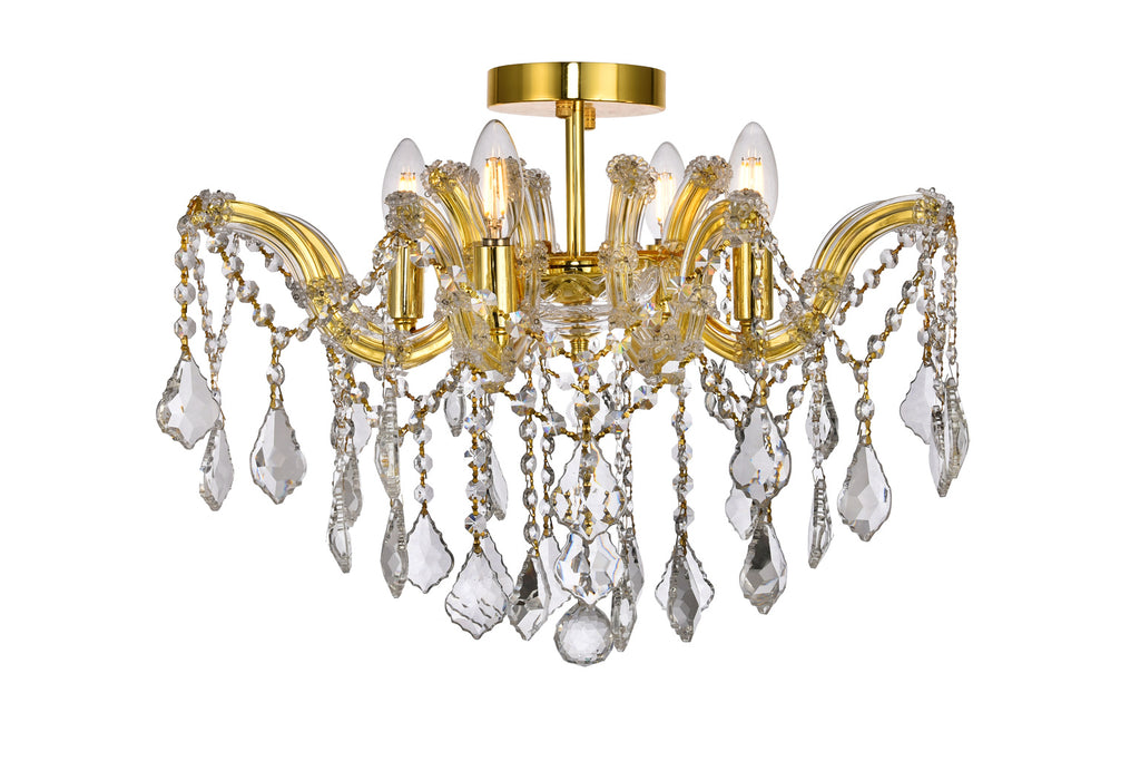 ZC121-2800F18G/EC - Regency Lighting: Maria Theresa 4 light Gold Flush Mount Clear Elegant Cut Crystal