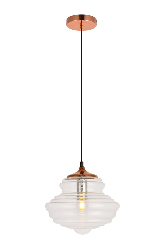 ZC121-LDPD2103 - Living District: Topper Collection Pendant D10.6 H10.5 Lt:1 Copper and clear Finish